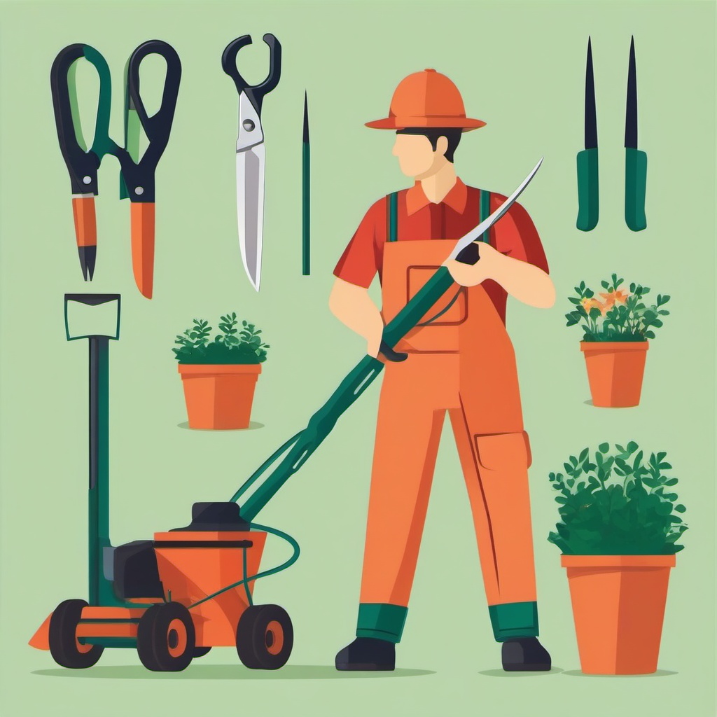 Scissors clipart - gardener using pruning scissors  color,minimalist,vector clipart