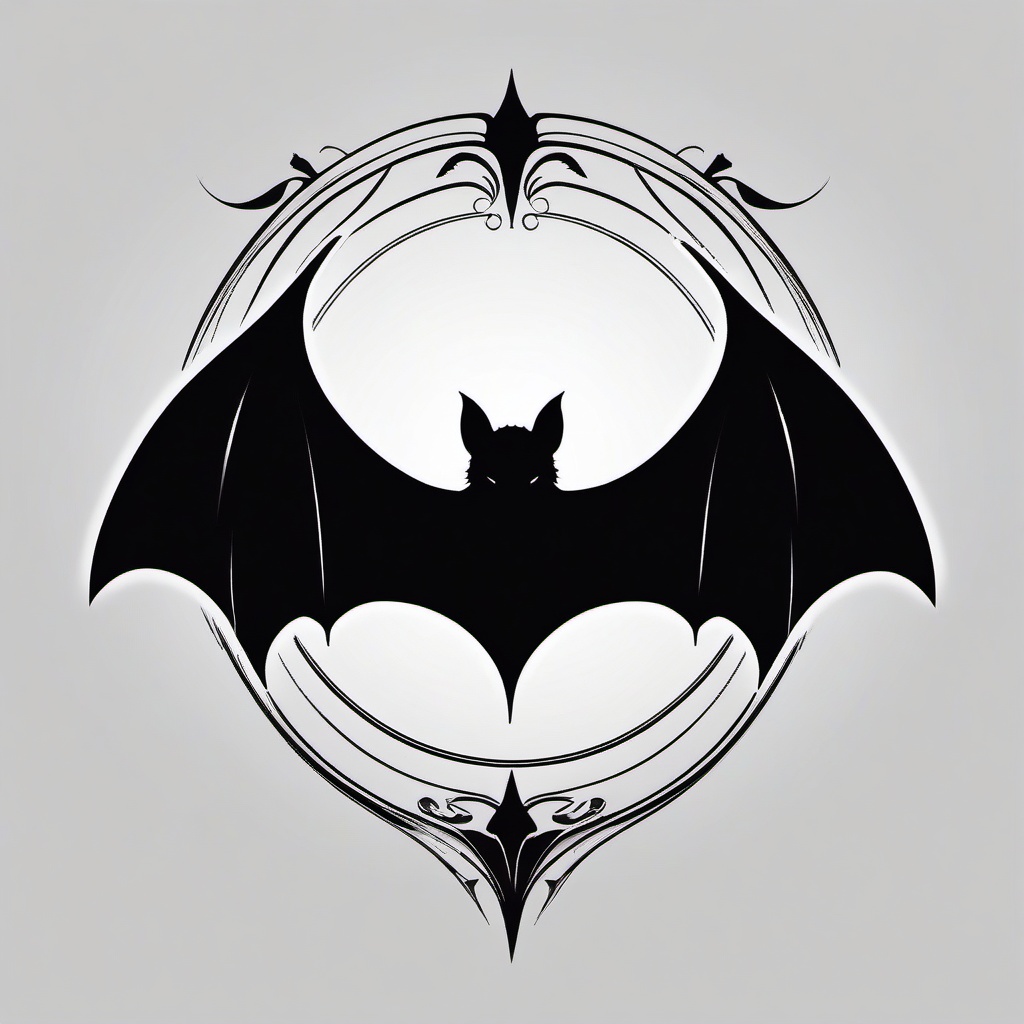Bat Silhouette Tattoo-Dark and mysterious tattoo featuring the silhouette of a bat.  simple color tattoo,white background