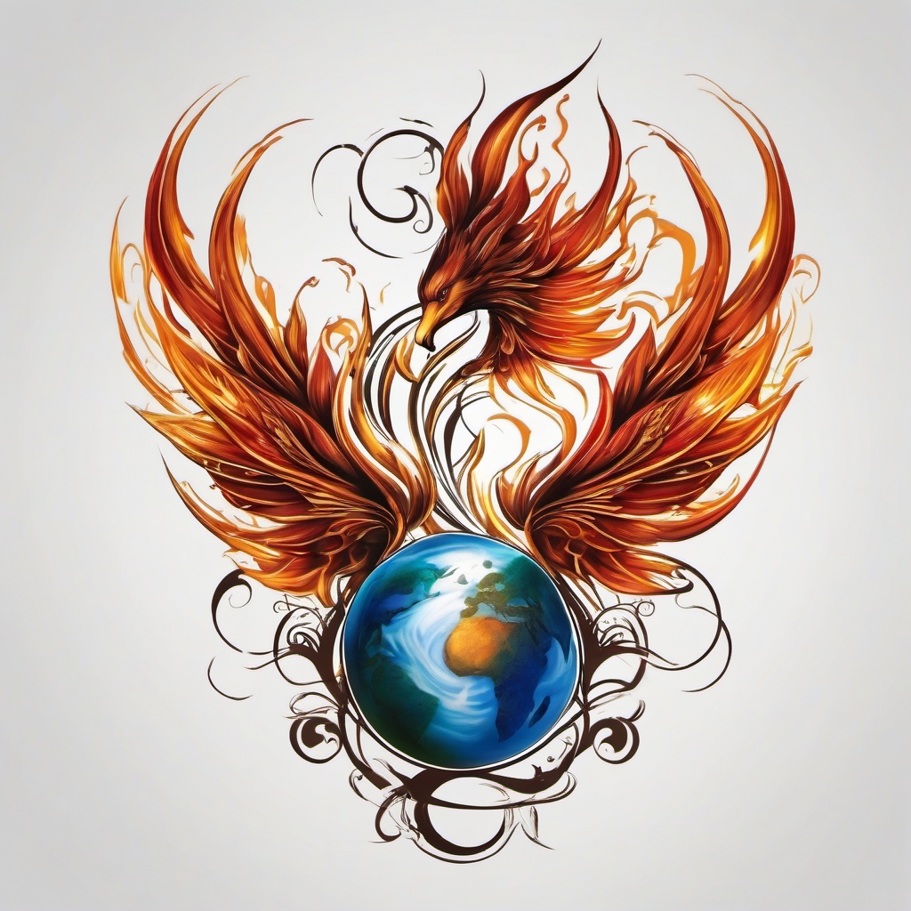 earth fire wind water tattoo  simple color tattoo,white background