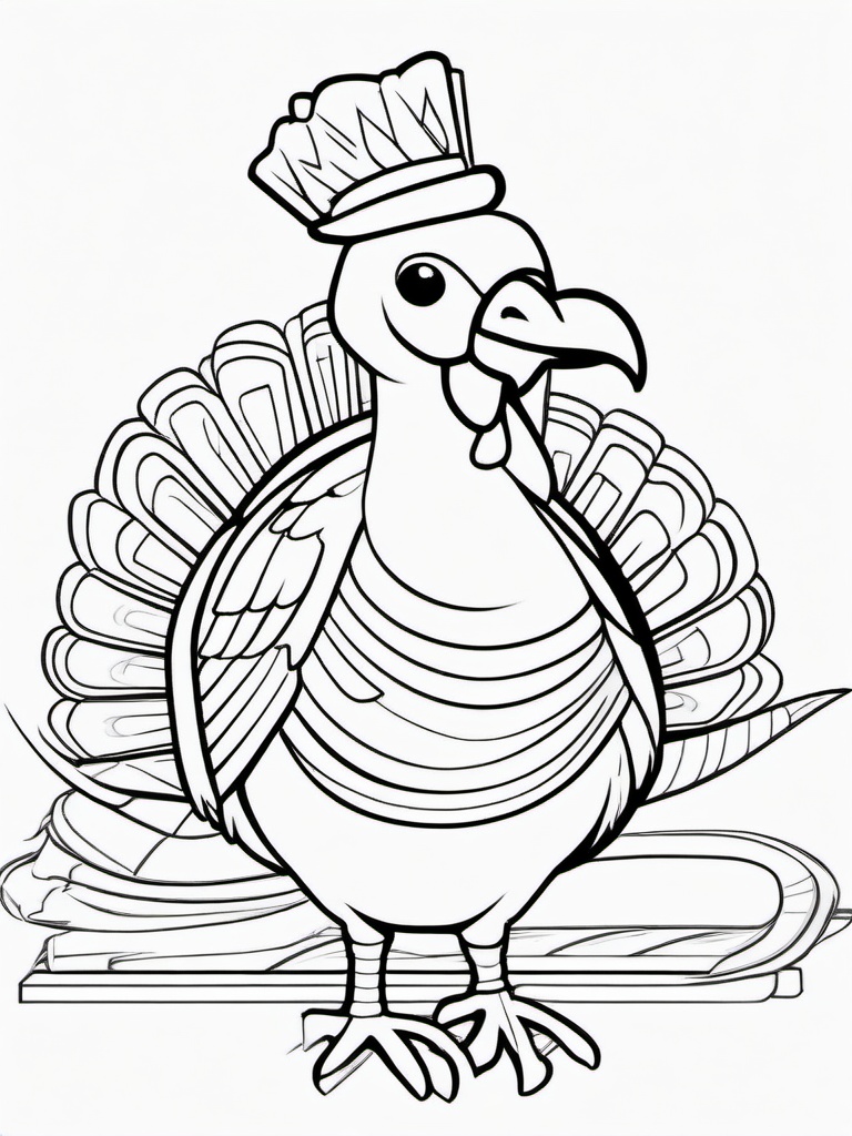 Turkey in a Parade Coloring Pages - Festive Turkey in a Thanksgiving Parade  minimal black outline printable sheet, coloring page