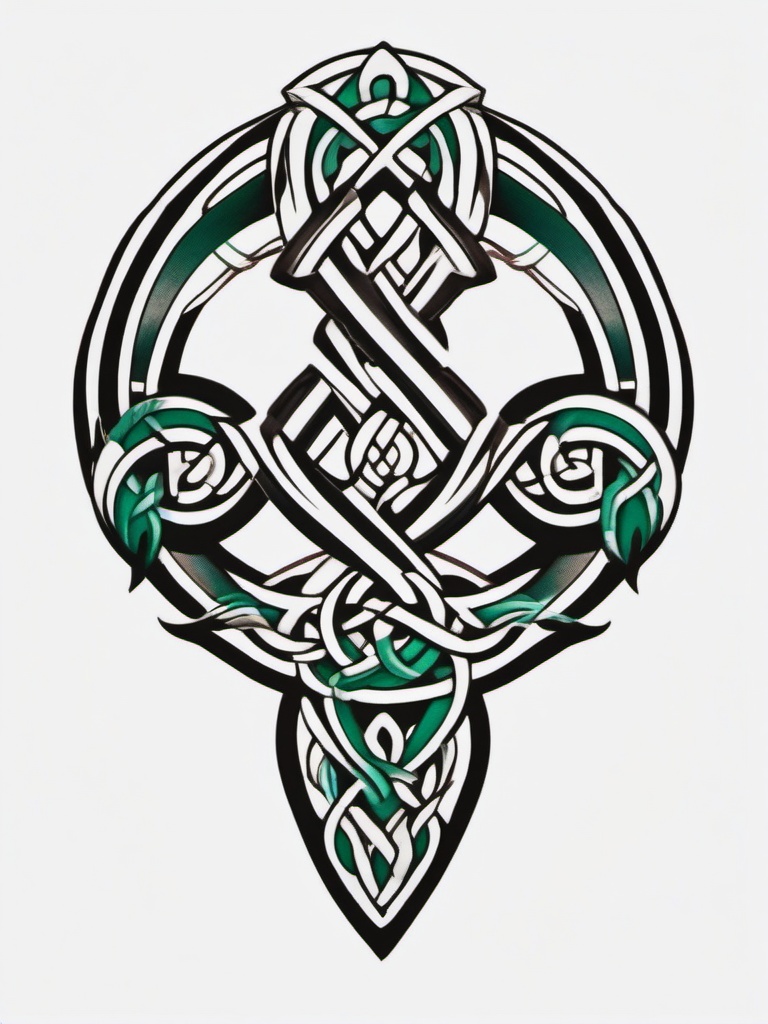 traditional celtic tattoo  simple color tattoo,minimal,white background