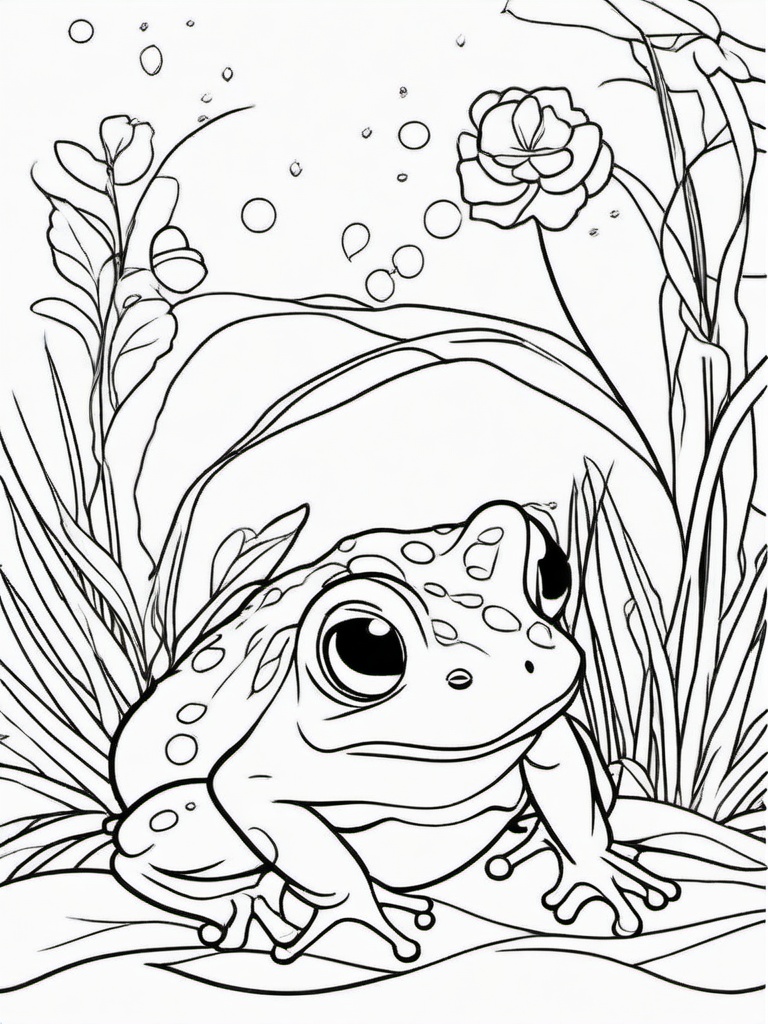 Frog Coloring Pages - Frog family celebrating a birthday  simple coloring pages