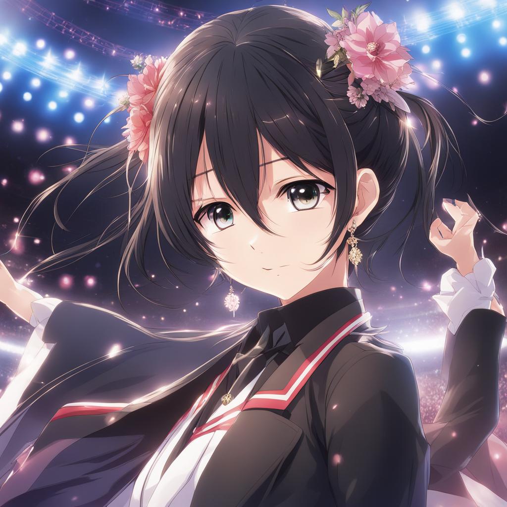 ritsu sakuma,performing a captivating idol dance,a packed stadium concert anime, anime key visual, japanese manga, pixiv, zerochan, anime art, fantia