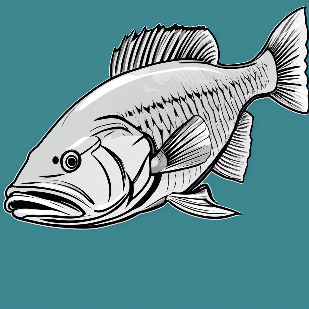 Barramundi Clipart - Barramundi in a river's shallows , minimal, 2d