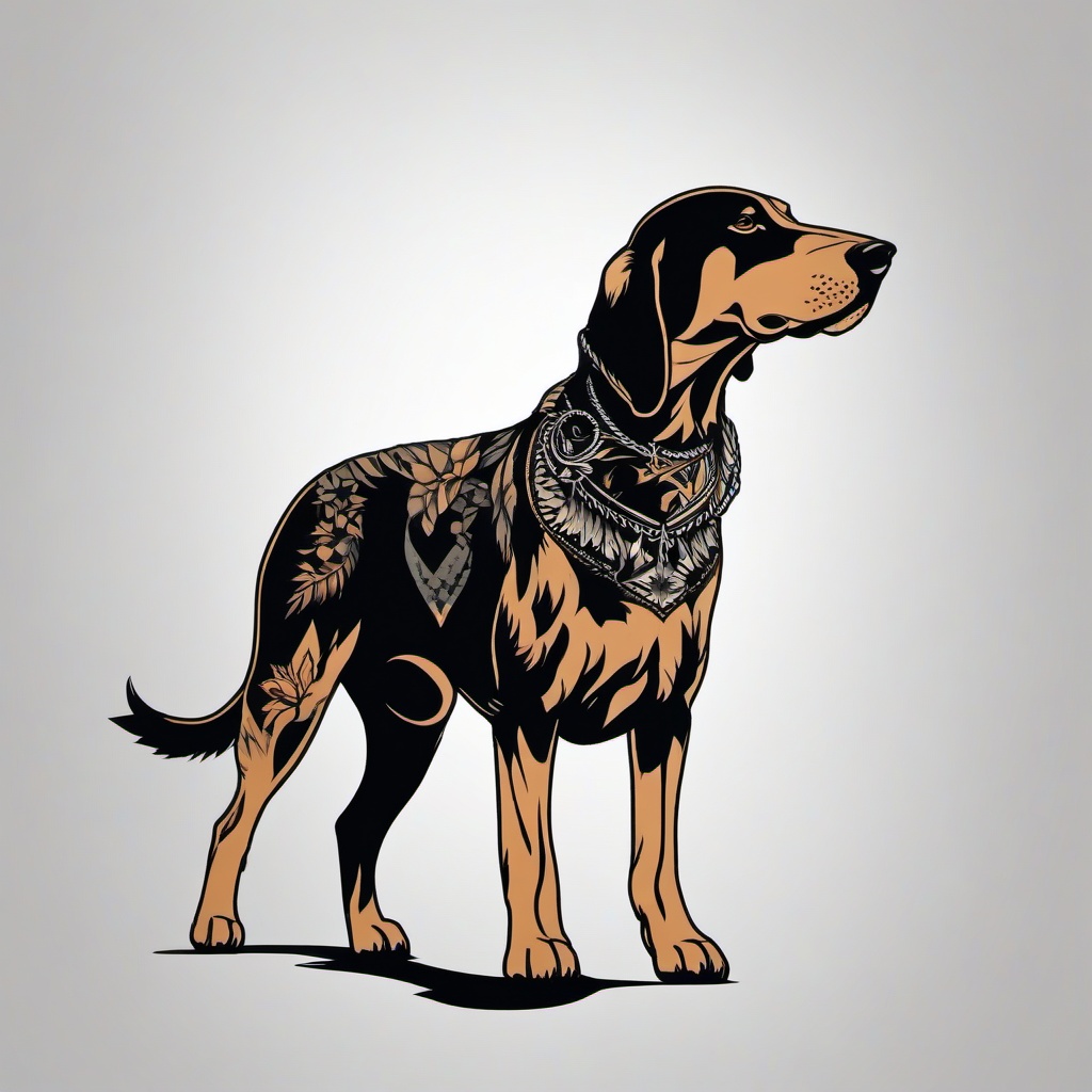 hound hunting tattoos  simple color tattoo,minimal,white background