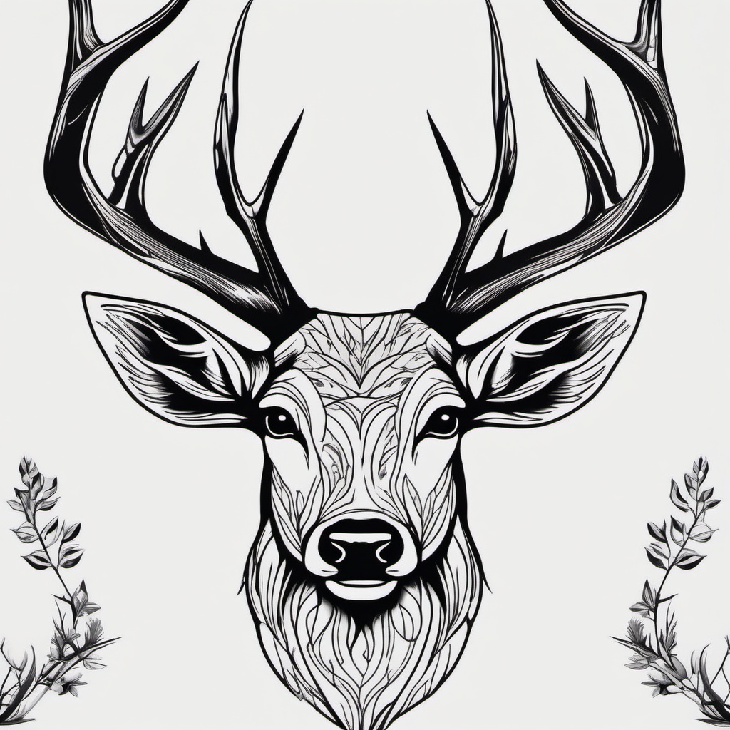 tattoos for deer hunters  simple color tattoo,minimal,white background