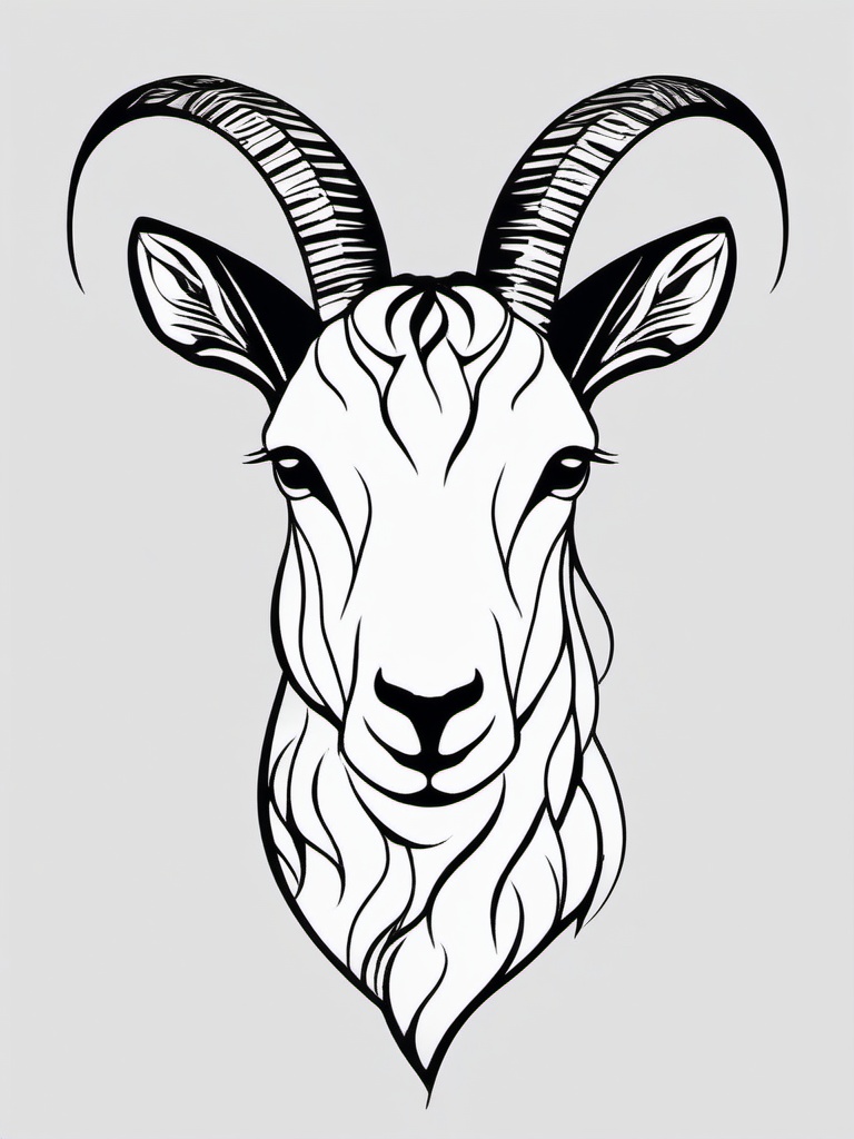 Goat Tattoo Minimalist - A minimalist and understated tattoo featuring a goat design.  simple color tattoo design,white background