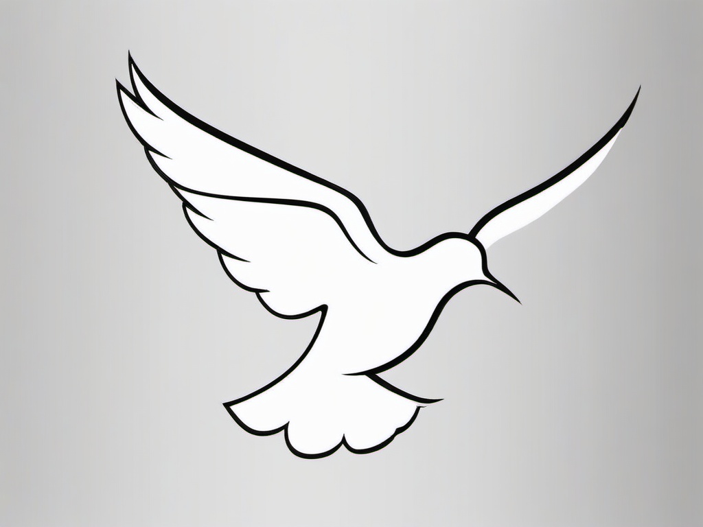 Dove Outline Tattoo - Simple outline of a dove  minimal tattoo design, white background