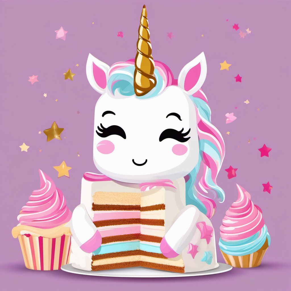 Unicorn Cake Clipart - Indulge in the sweetness of unicorn cakes with this delectable unicorn cake clipart set.  vector art, clipart, minimal