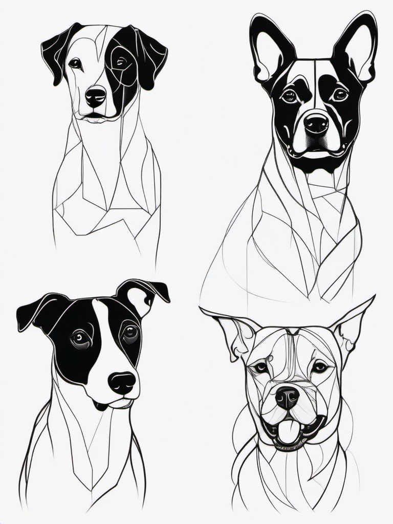 line drawings of dogs  minimal rough sketch scribbles,doodles,black and white