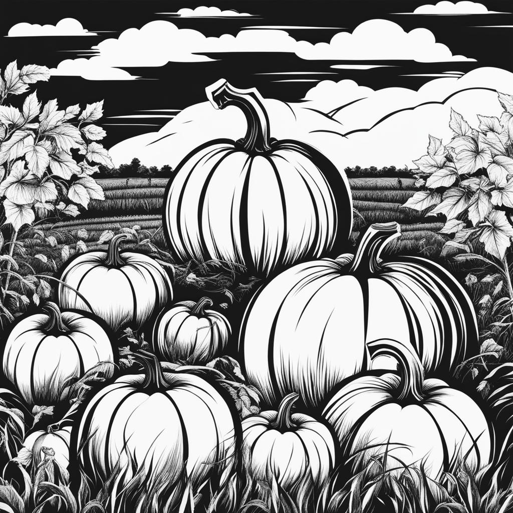 pumpkin clipart black and white in a pumpkin patch - symbolizing the fall season. 