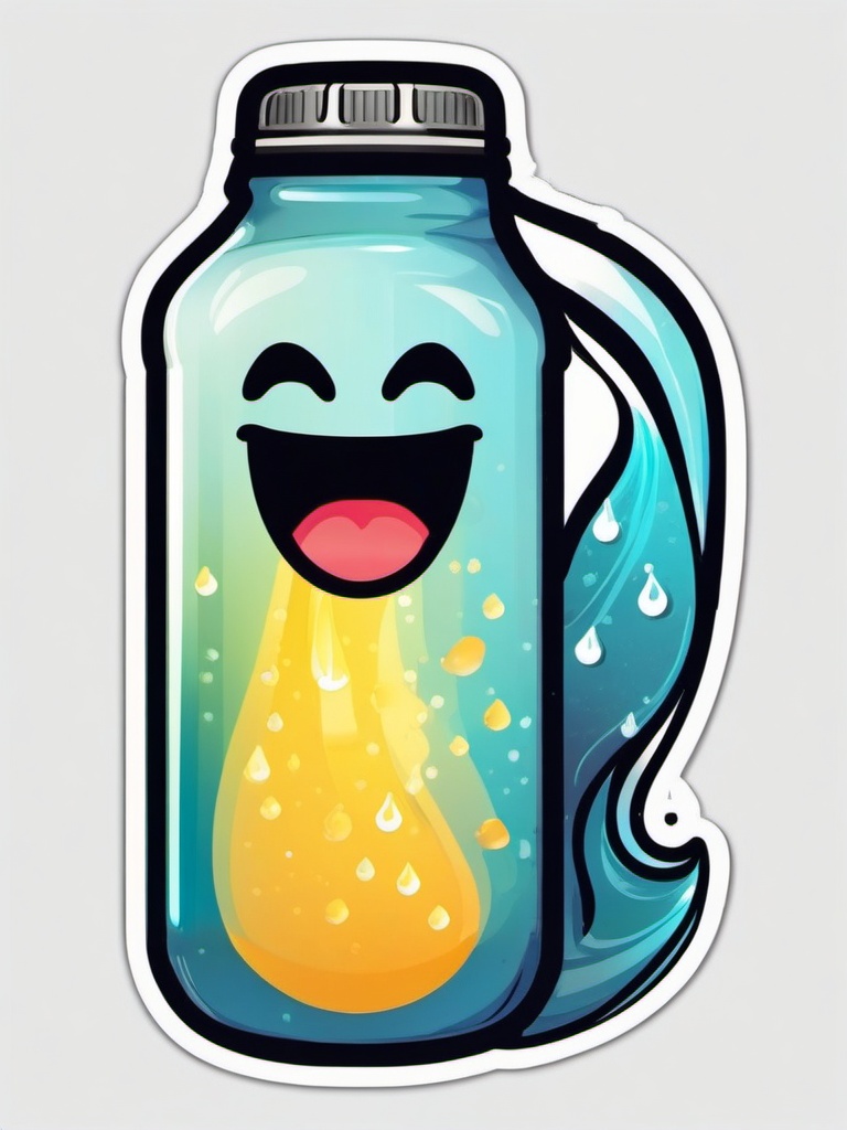 Happy Water Bottle sticker- Hydration Joy, , color sticker vector art