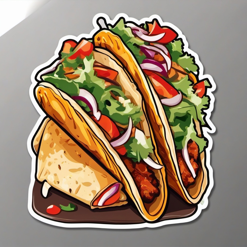 Pulled Chicken Tacos Sticker - Enjoy the flavorful and tender goodness of pulled chicken tacos, , sticker vector art, minimalist design