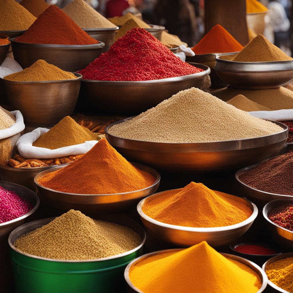 venture into a vibrant indian market, with bustling crowds and aromatic spices. 