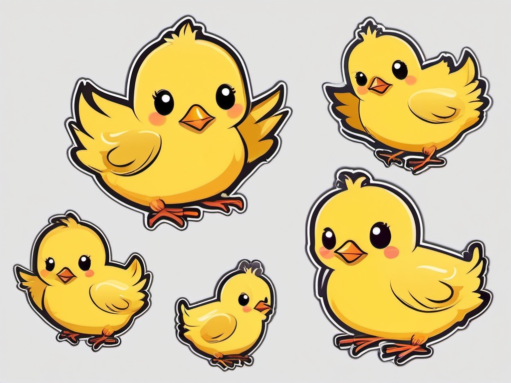 Baby Chick Sticker - Cute baby chick, ,vector color sticker art,minimal