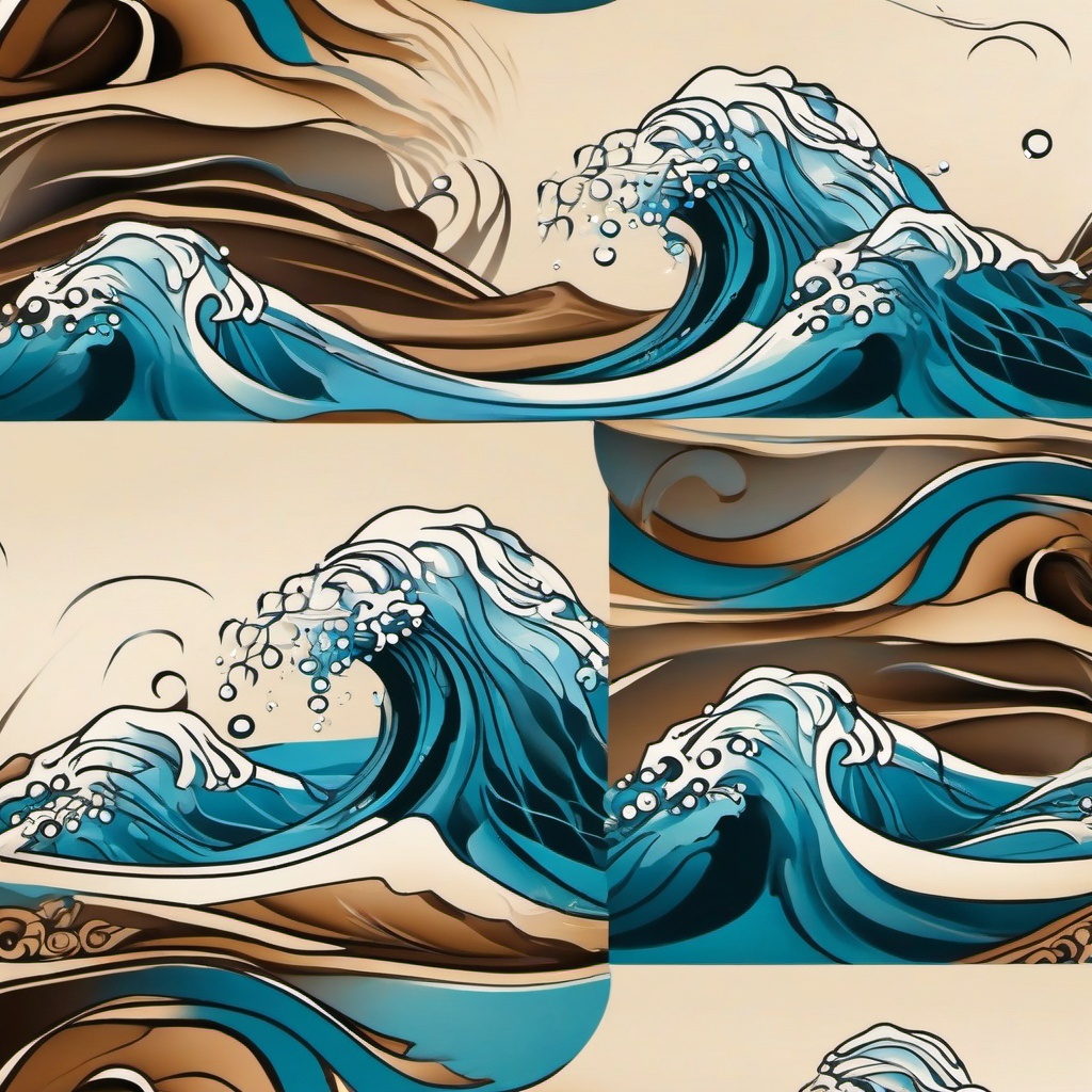 Tattoo Water Waves - Depicts water waves in tattoo form, capturing the fluid and dynamic nature of water movement.  simple tattoo design