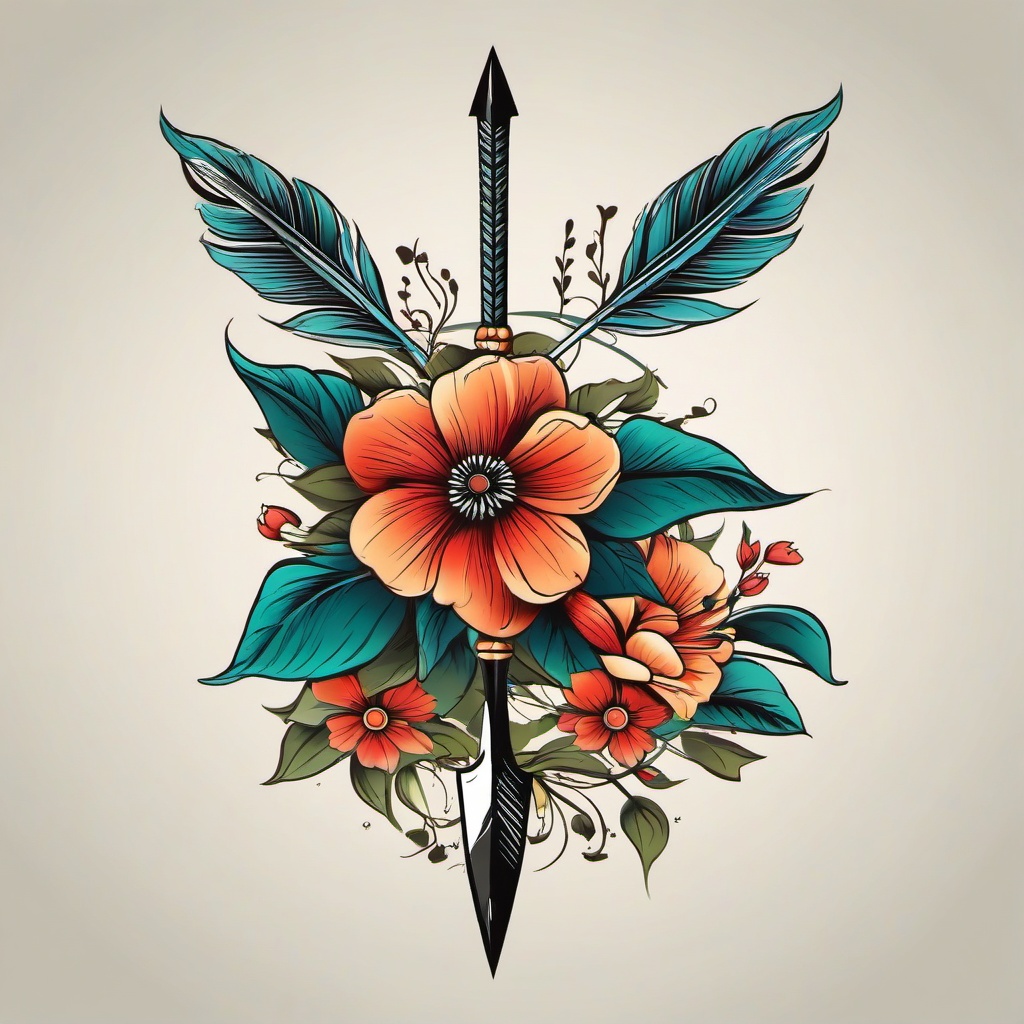 flower arrow tattoo  vector tattoo design