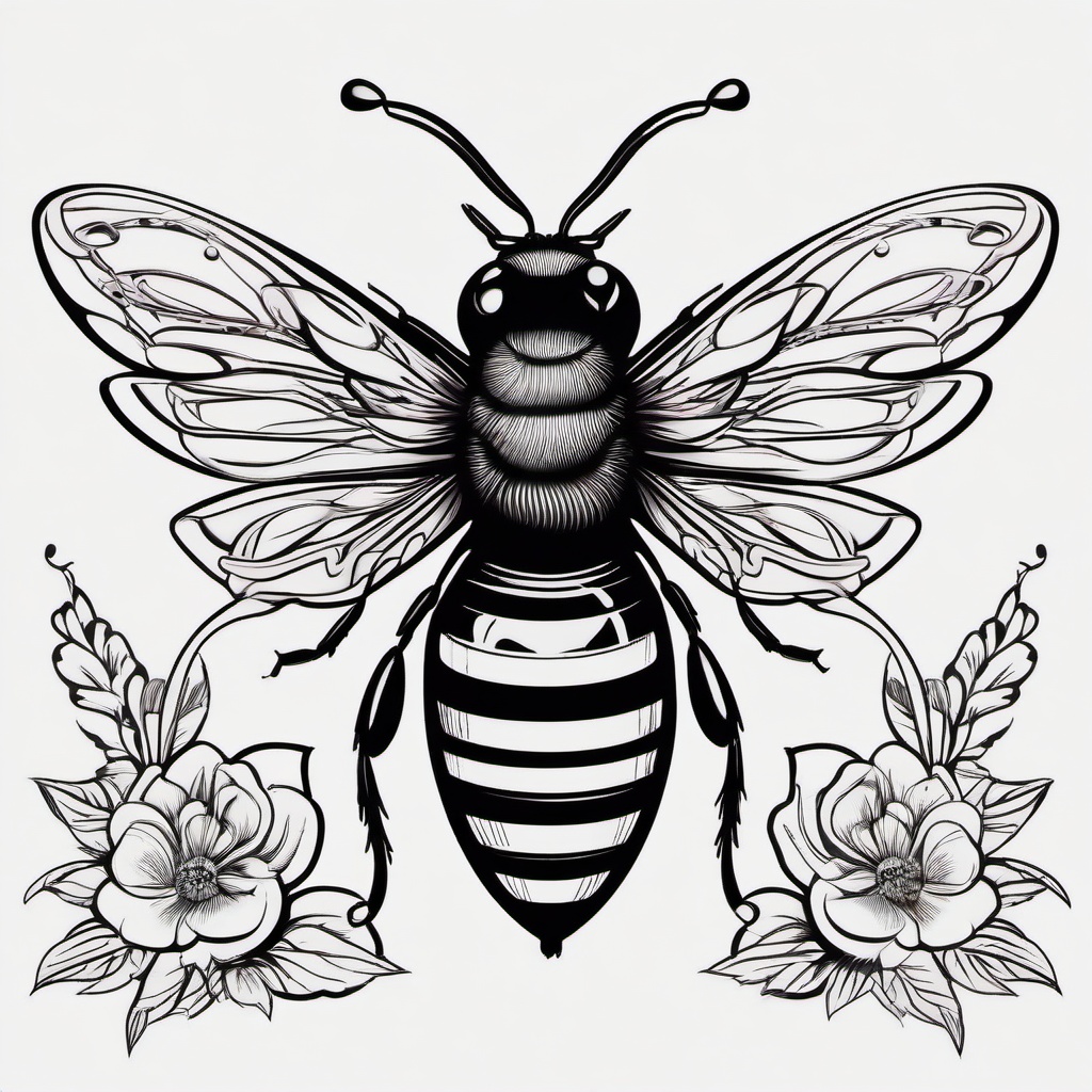 girly bee tattoo  vector tattoo design