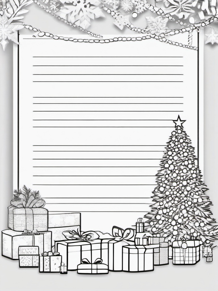 Christmas Wish List Coloring Pages - Writing Down Gifts for Santa  minimal black outline printable sheet, coloring page