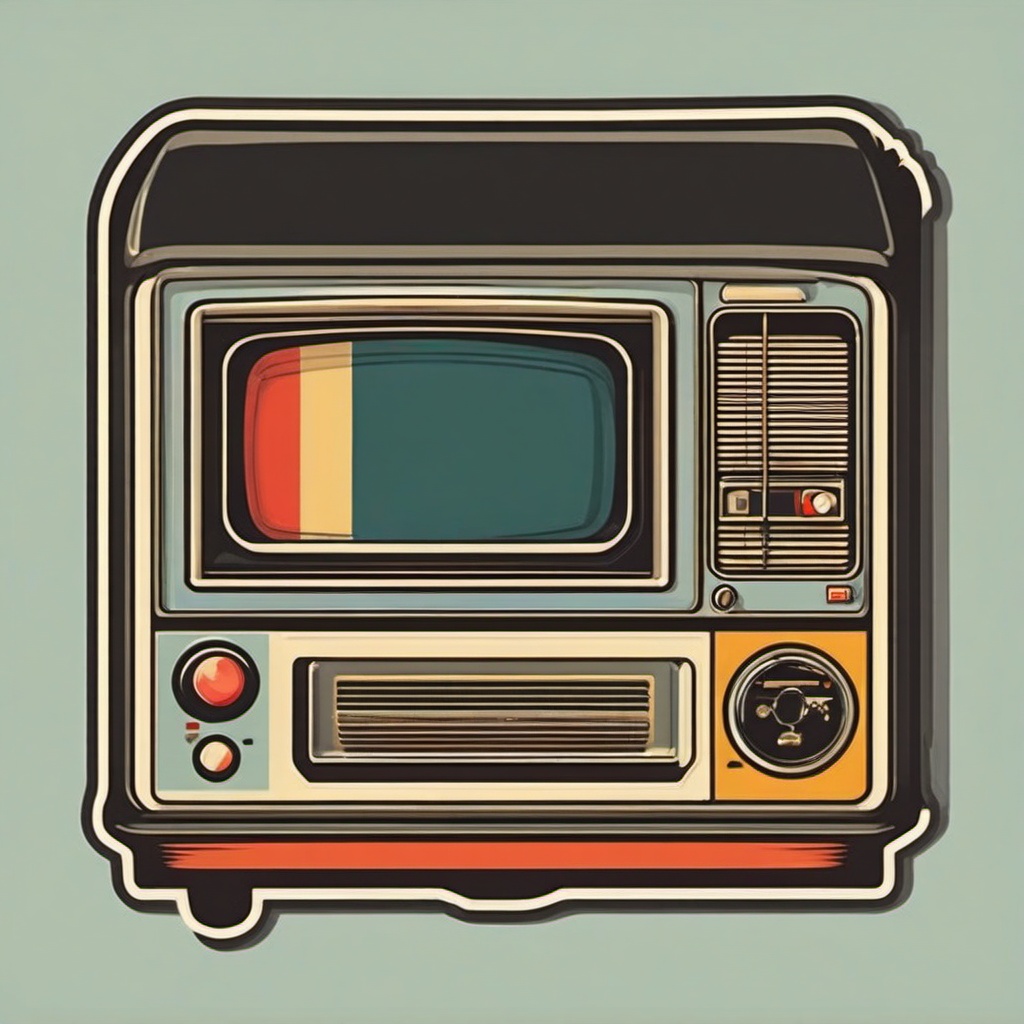 Retro TV and game console sticker- Vintage entertainment, , sticker vector art, minimalist design