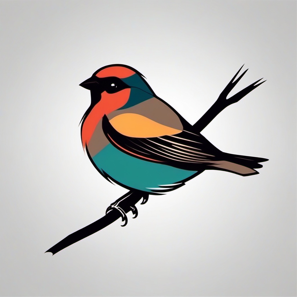 simple sparrow tattoo  minimalist color tattoo, vector