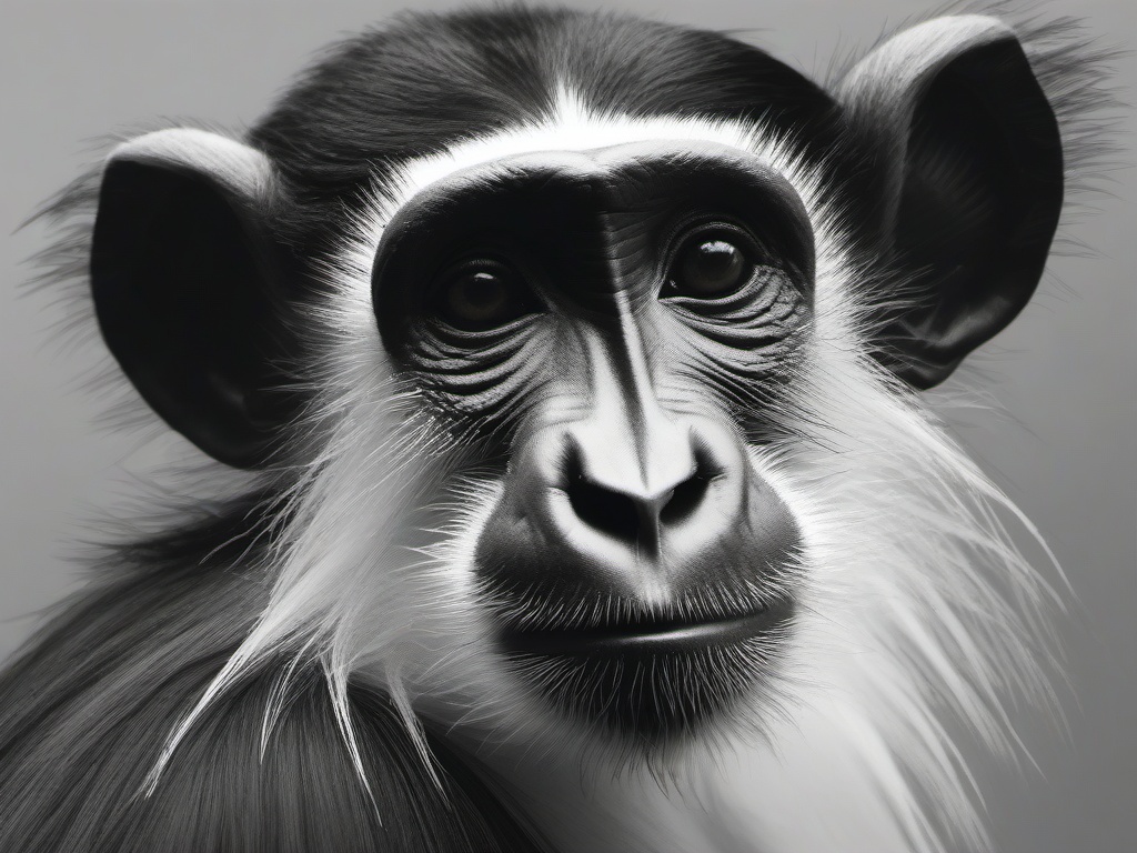 drawing of a colobus monkey  minimal rough sketch scribbles,doodles,black and white