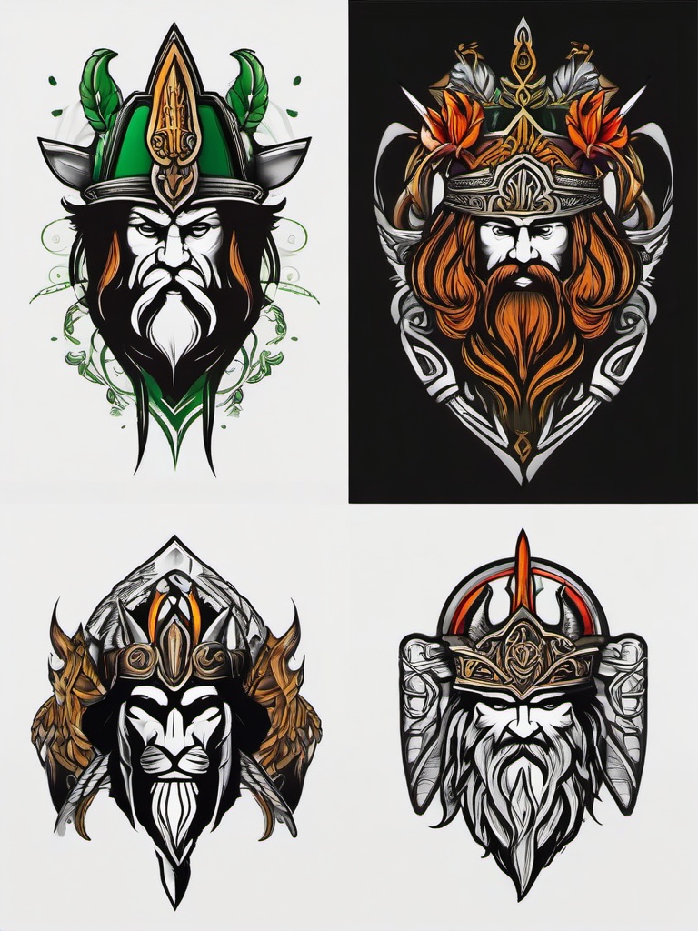 irish warrior tattoo designs  simple color tattoo,minimal,white background