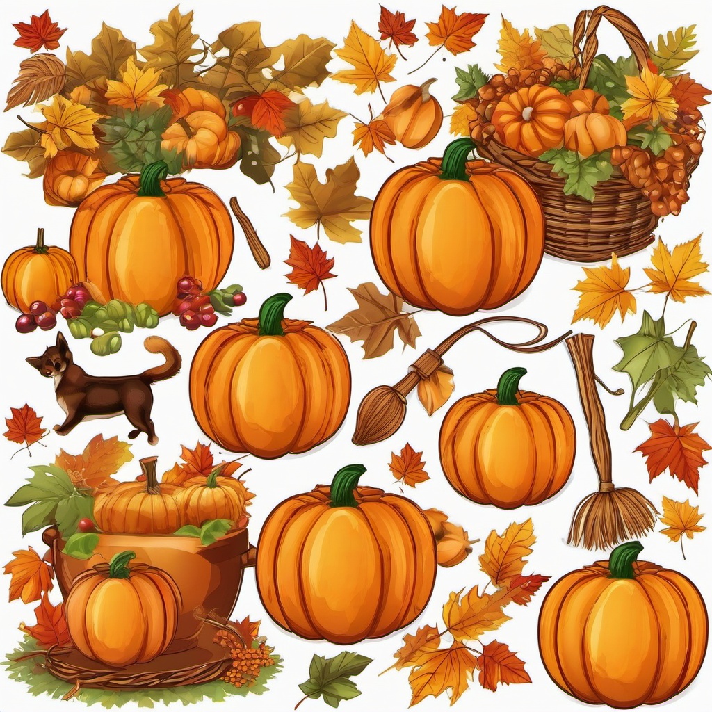 Jack O Lantern clipart - autumn harvest scene  clipart