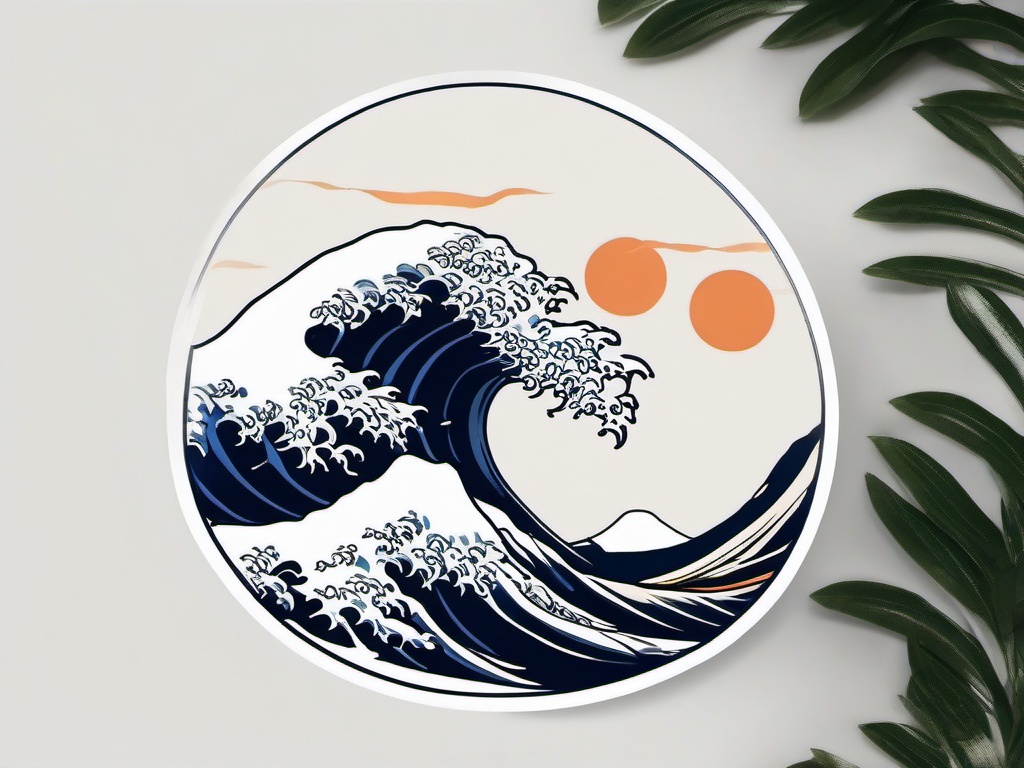 Kanagawa Wave Tattoo - Pay tribute to Hokusai's masterpiece with a tattoo featuring the Kanagawa wave.  simple vector color tattoo,minimal,white background