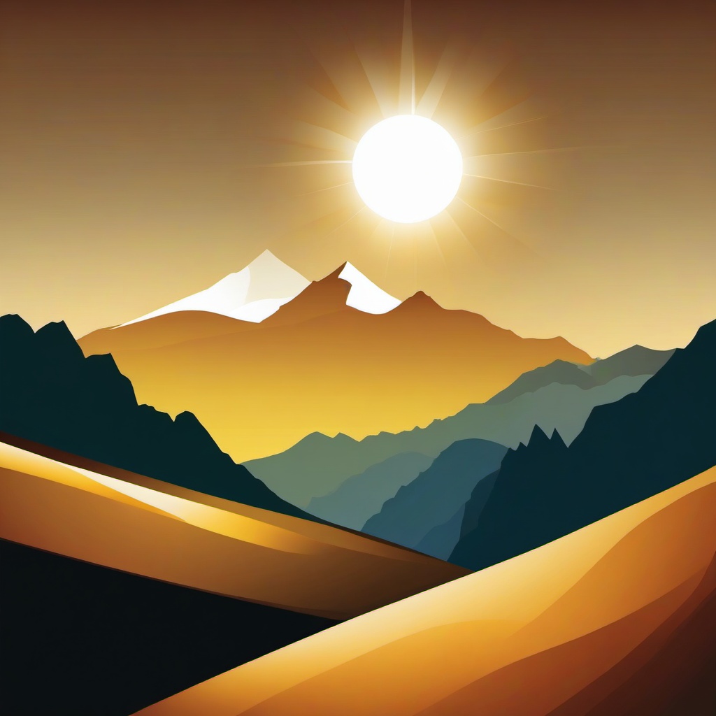 Sunlight clipart - sunlight hitting a mountain peak  