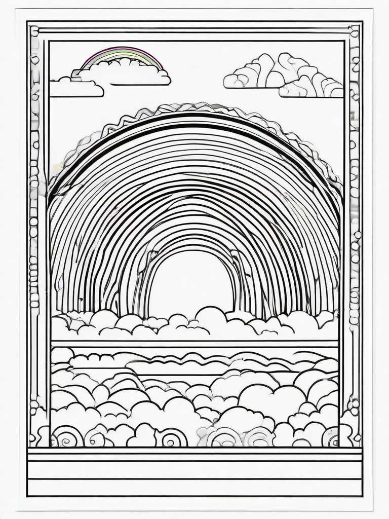 Rainbow Coloring Page - Rainbow with artistic designs for intricate coloring.  easy,simple,minimal,coloring pages,black and white outline