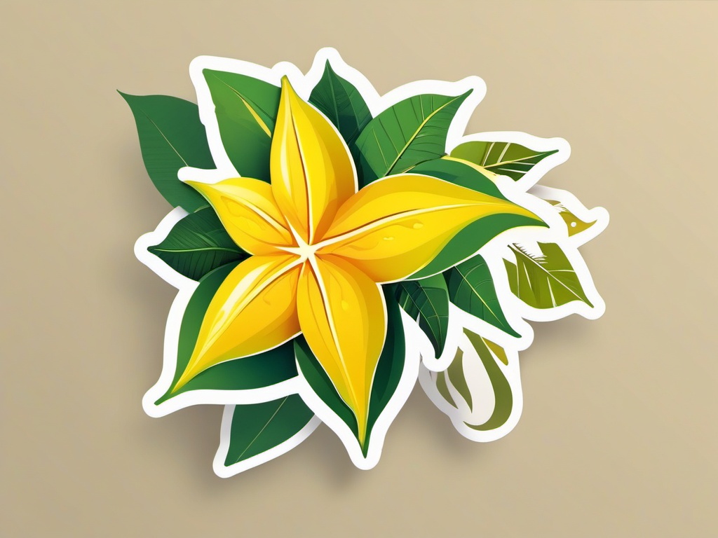 Star Fruit Sticker - Refreshing and tropical, a star fruit-patterned burst, , sticker vector art, minimalist design