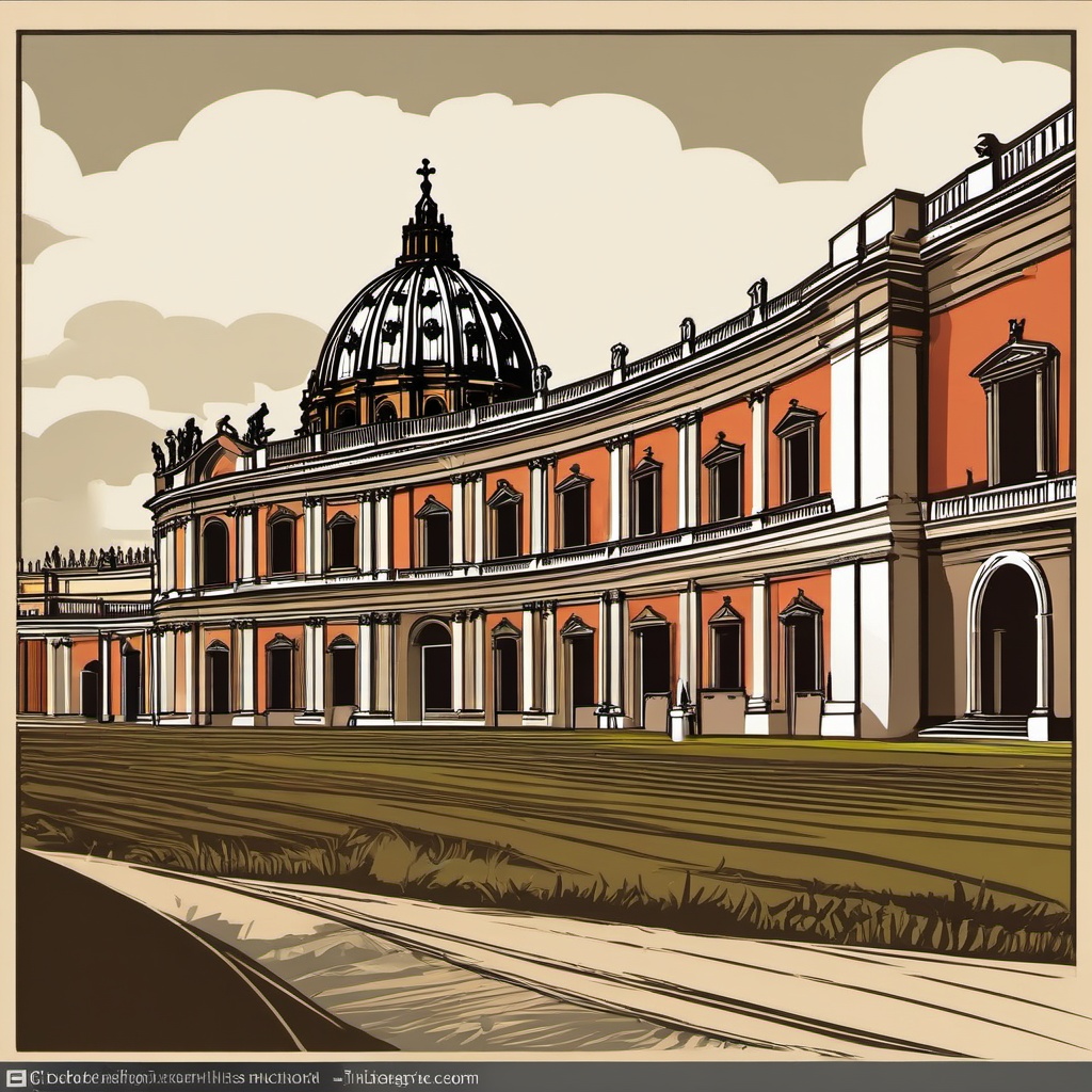 The Vatican Museums clipart - Christian and art museums in Vatican City, ,color clipart vector style