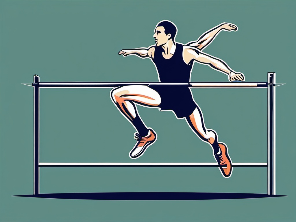 High Jump Clipart - A high jumper aiming for the bar.  color vector clipart, minimal style