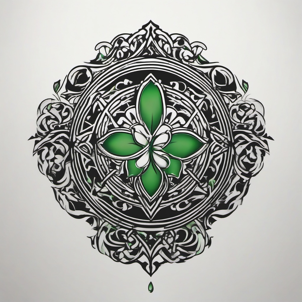 irish shoulder tattoo  simple color tattoo,minimal,white background