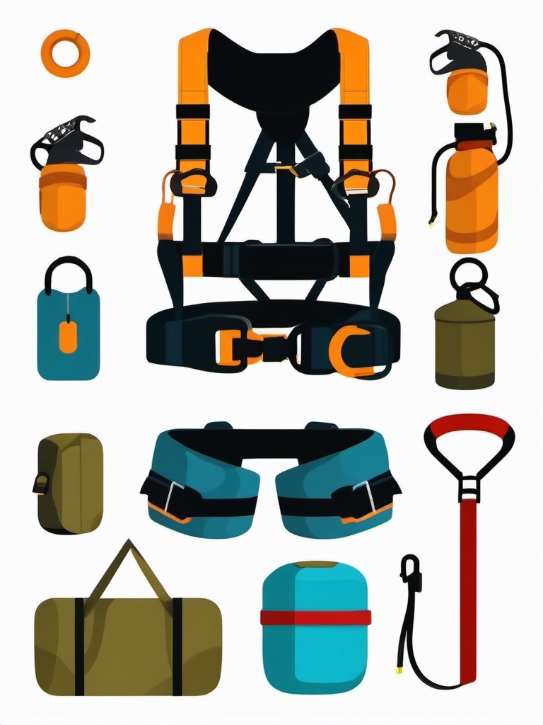 Climbing Harness and Rope Clipart - A climbing harness and rope for safety.  color vector clipart, minimal style