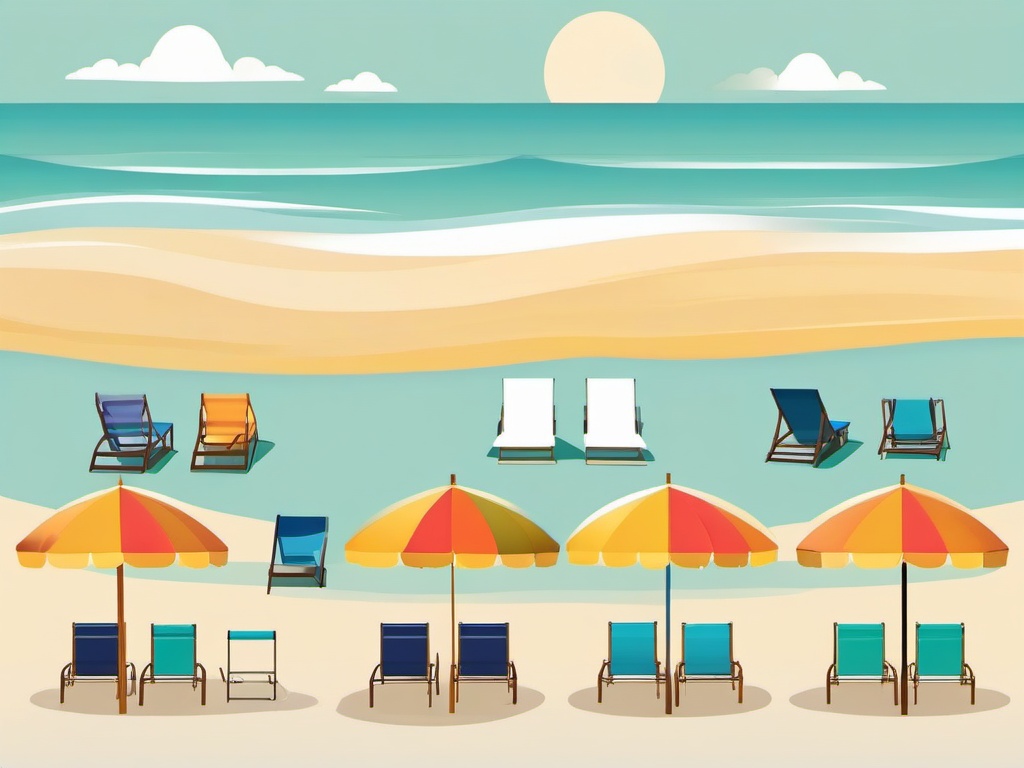 Beach Umbrella and Chairs clipart - Comfortable beach setup, ,vector color clipart,minimal