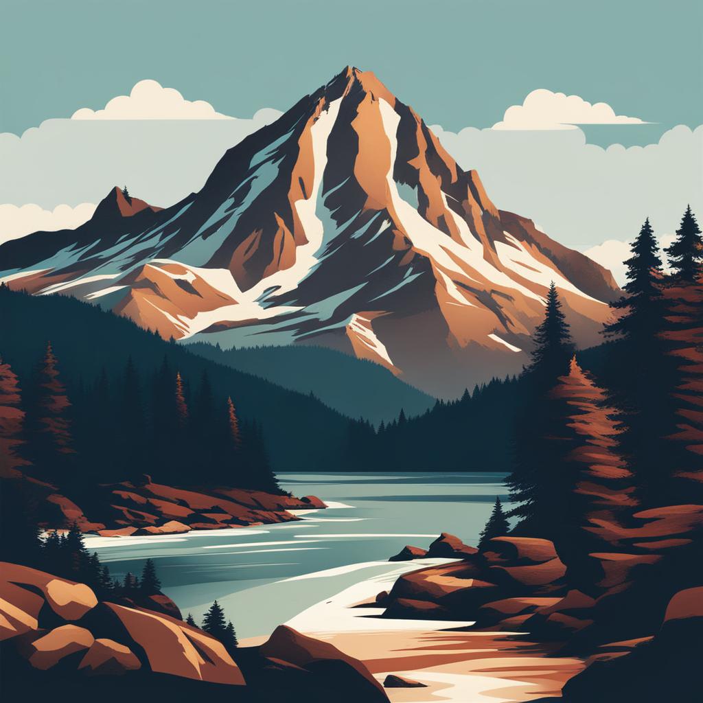 mountain clipart: towering majestically over a rocky terrain. 