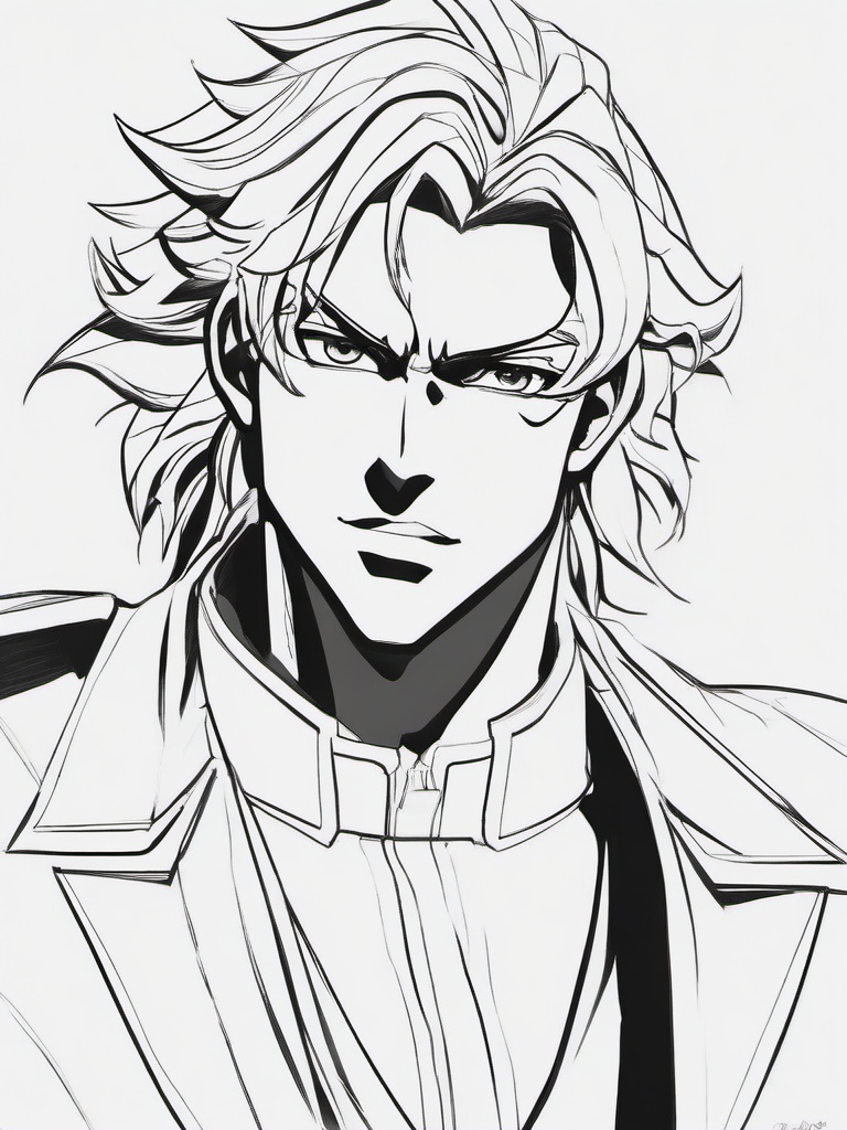 drawing of Dio Brando anime  minimal rough sketch scribbles,doodles,black and white