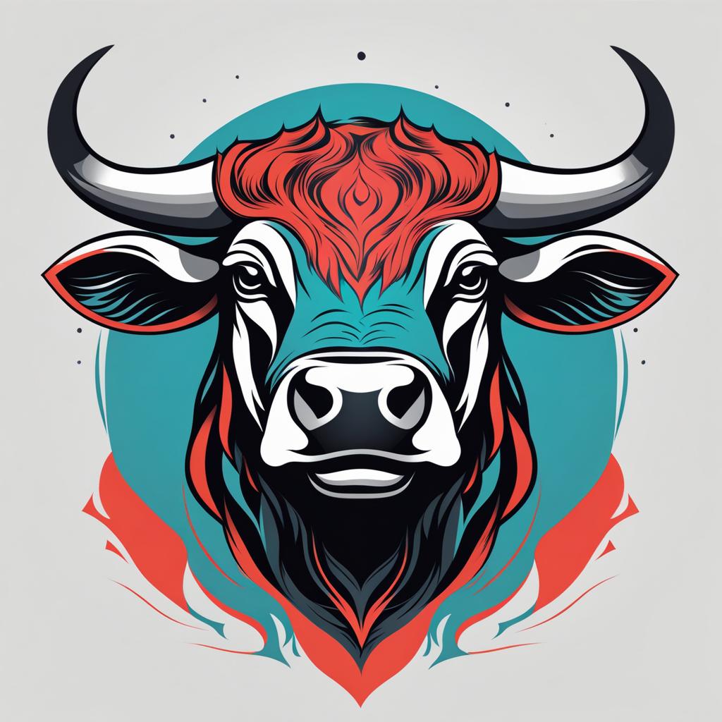 bull tattoo minimalist color design 