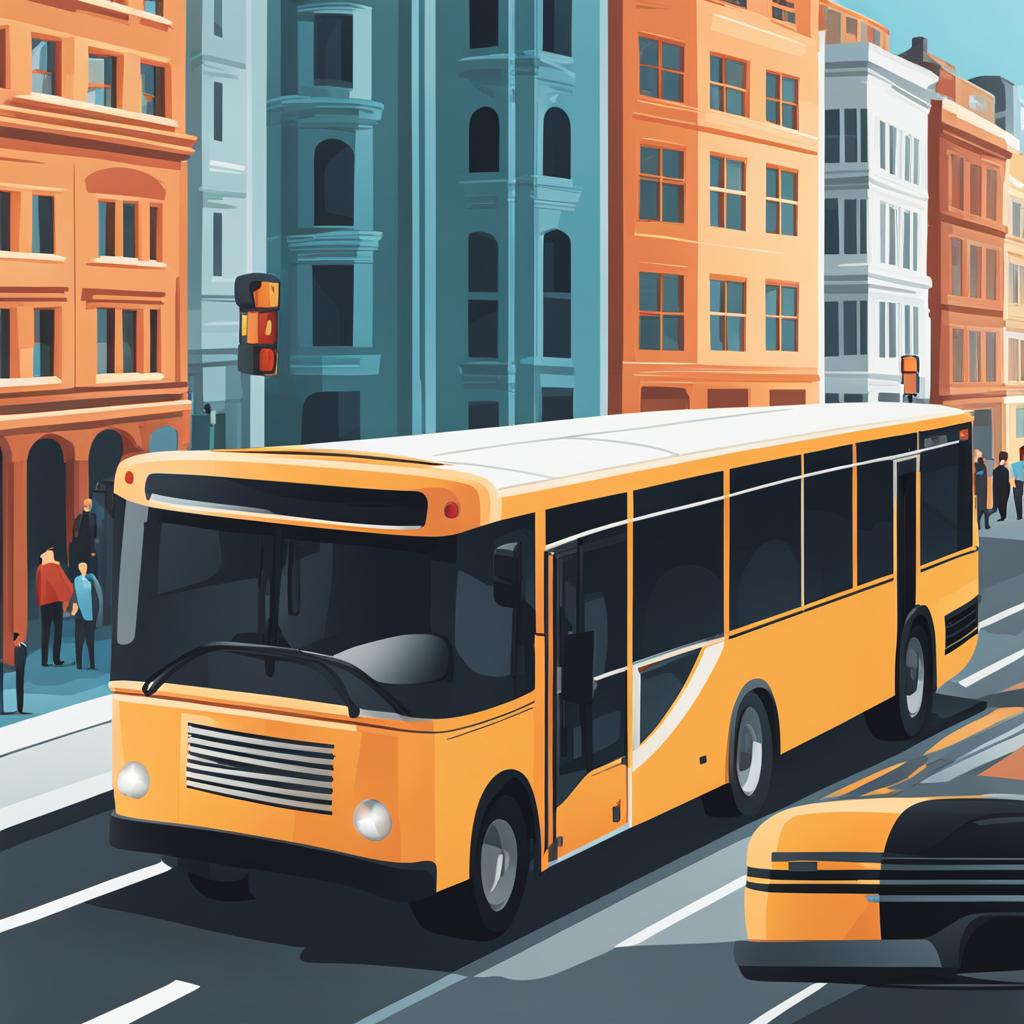 bus clipart: transporting passengers through a bustling city. 