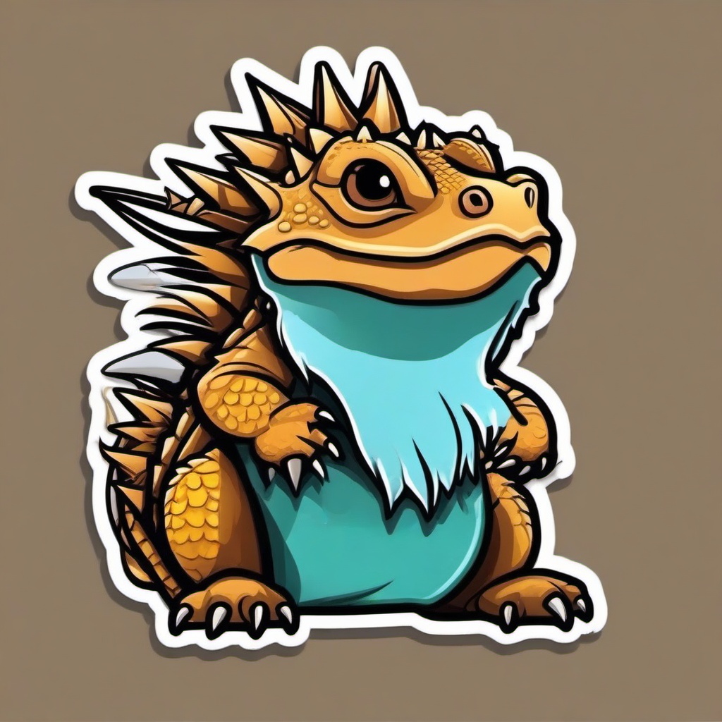 Bearded Dragon cartoon - spiky lizard with a “beard”  cartoon sticker style