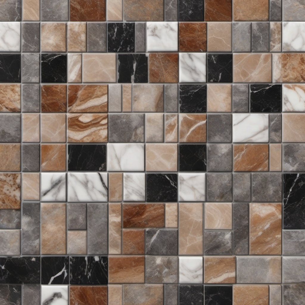 Marble and granite parquet tile pattern top view, product photoshoot realistic background, hyper detail, high resolution