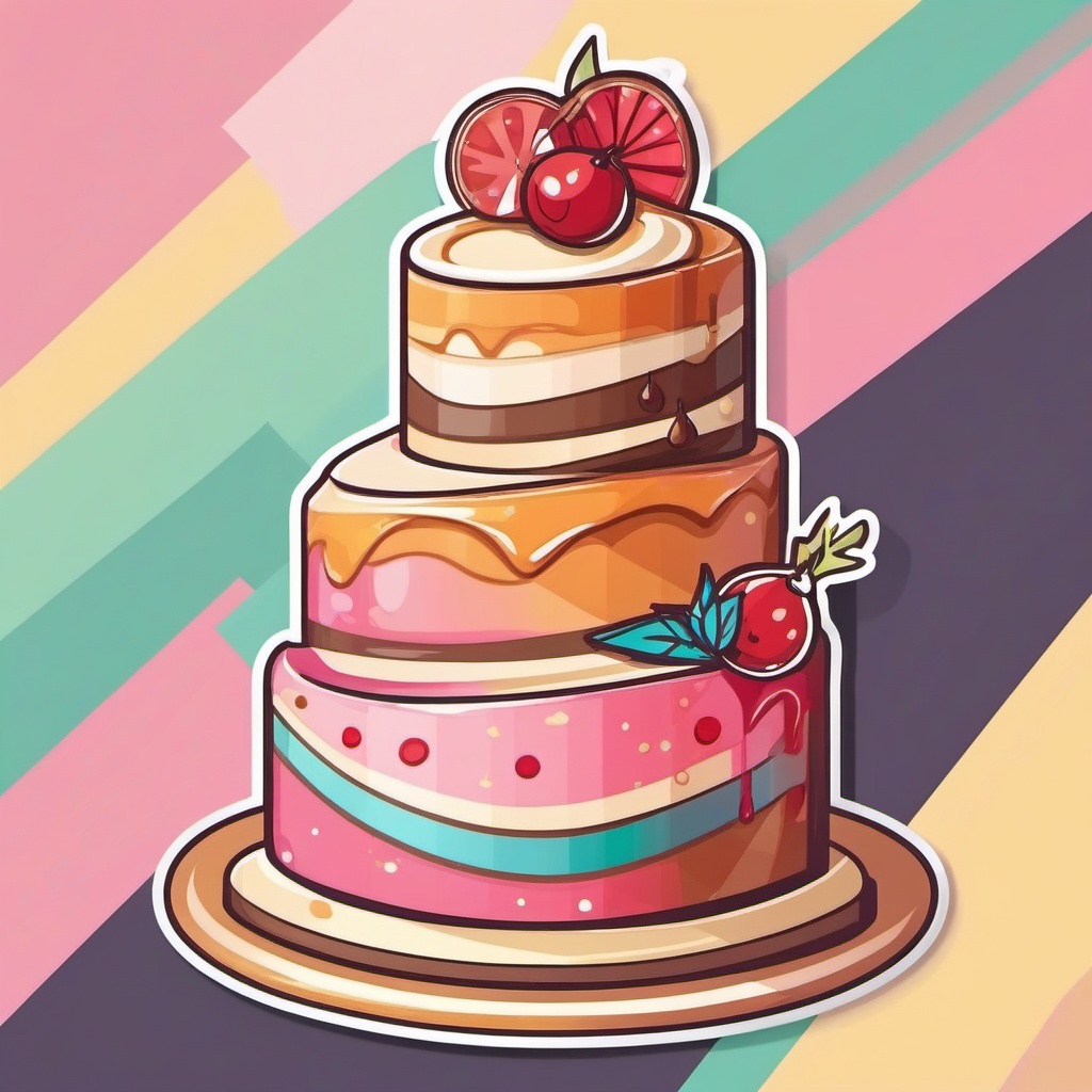 Cake Slice Celebration Sticker - Sliced cake for a celebration, ,vector color sticker art,minimal