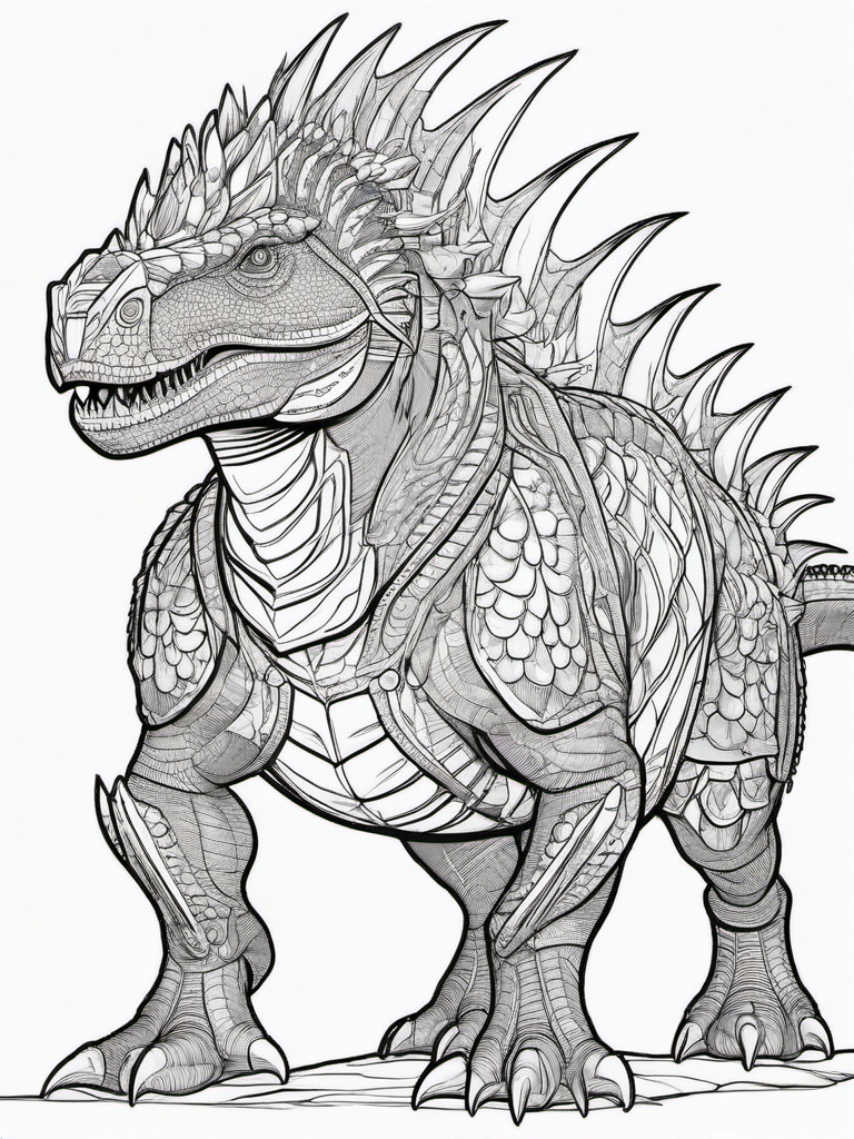 Polacanthus Coloring Pages - Armored Dinosaur with Spikes  black outline printable coloring page