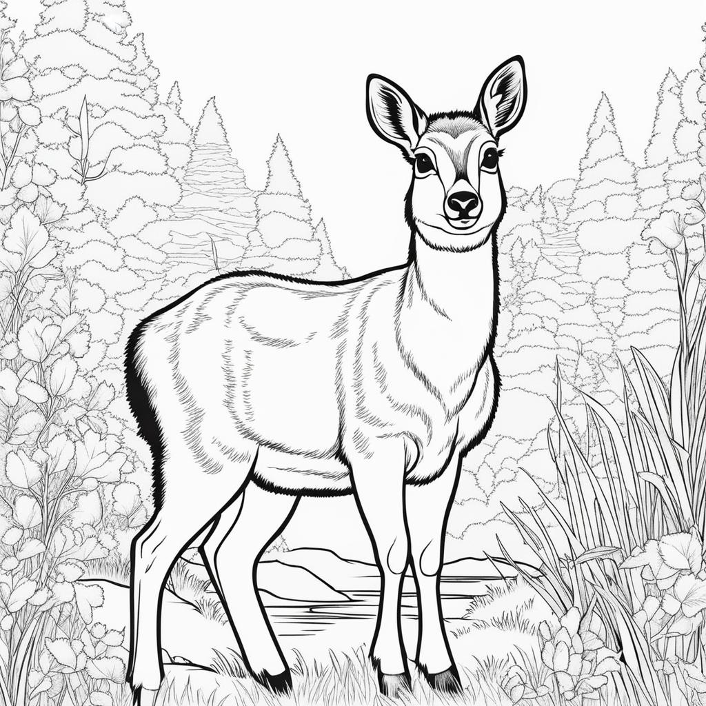 musk deer cute animals coloring page 