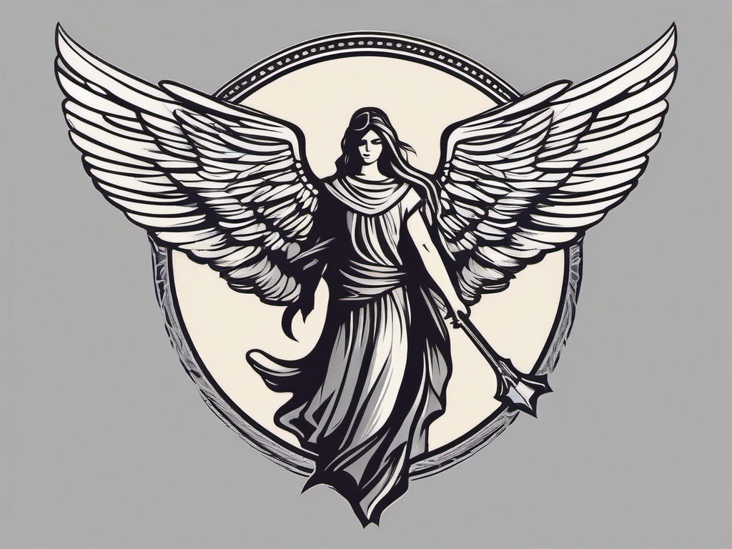 Badass Guardian Angel Tattoos - Channel strength and edginess in your guardian angel ink.  minimalist color tattoo, vector