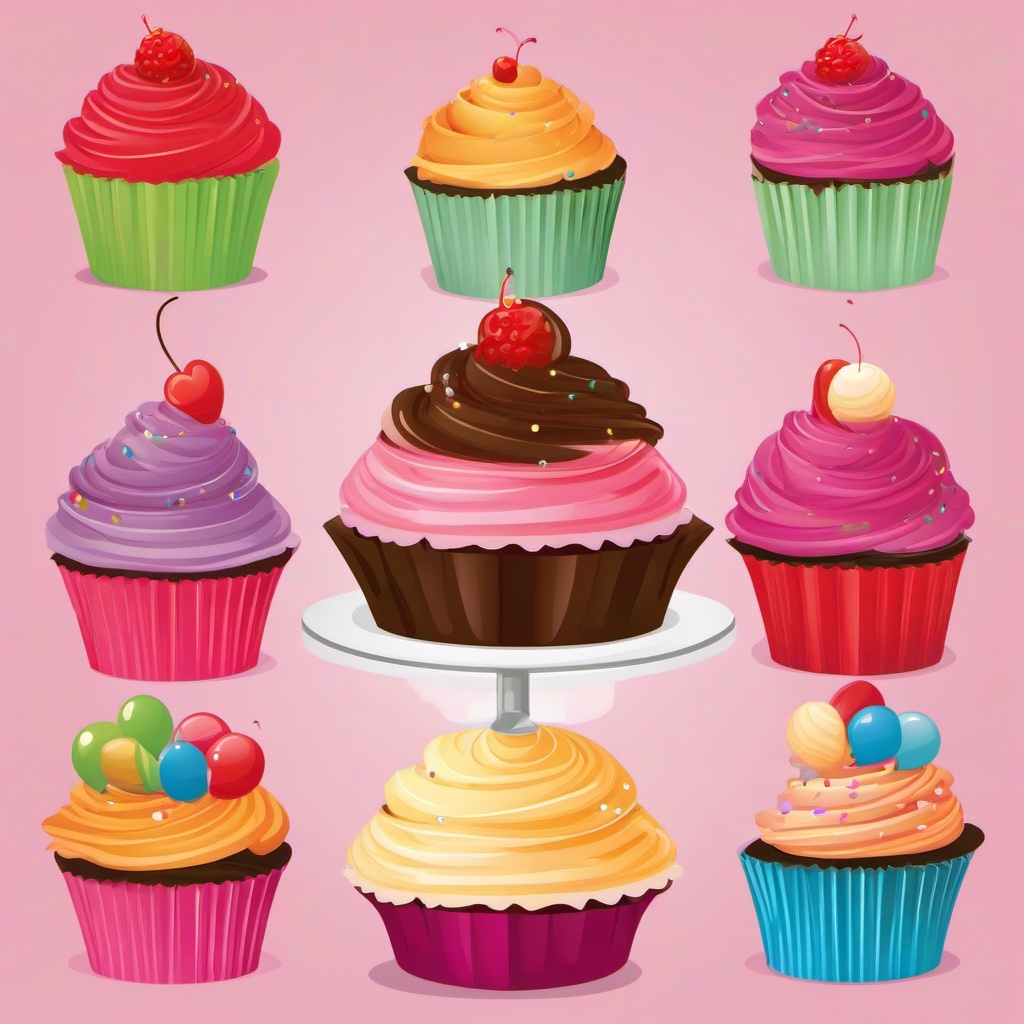 Cupcake clipart - cupcake tower for a birthday party  