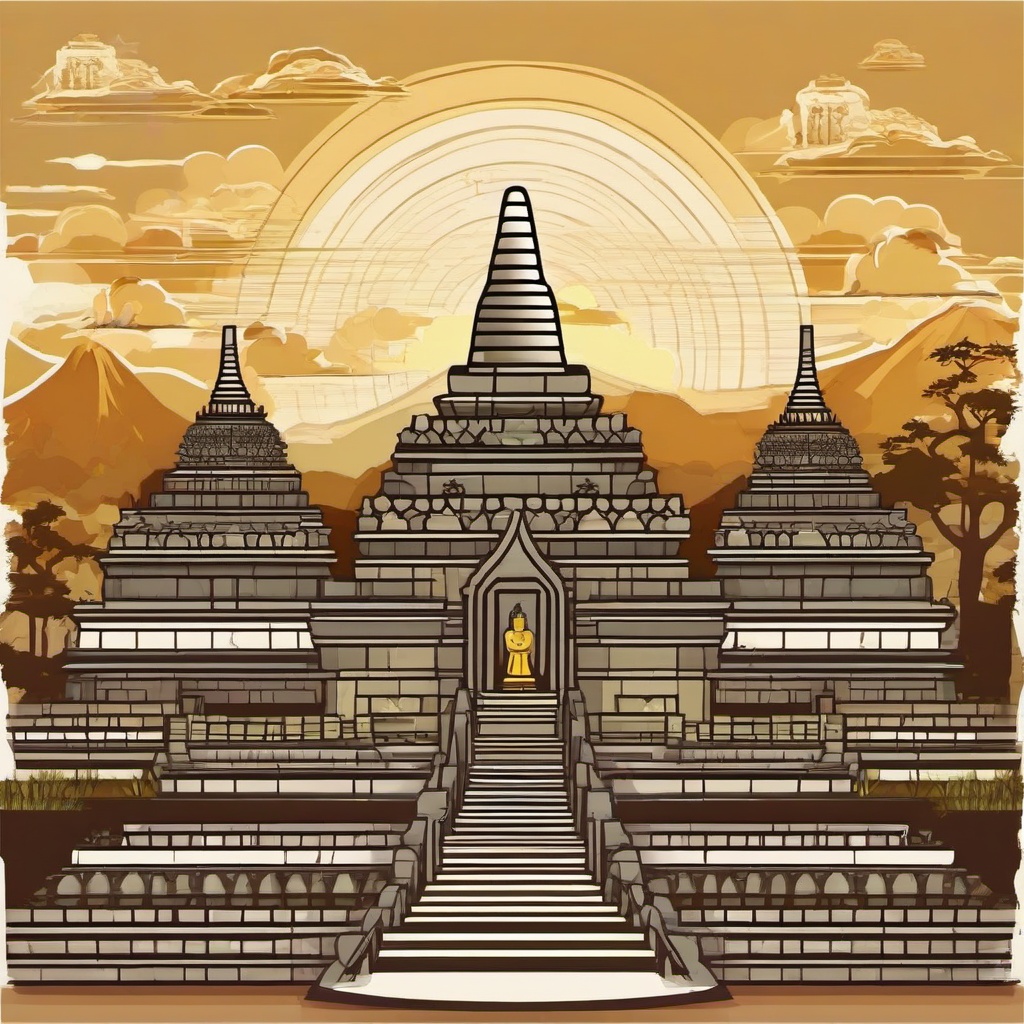 Create a borobudur temple background
  , vector illustration, clipart