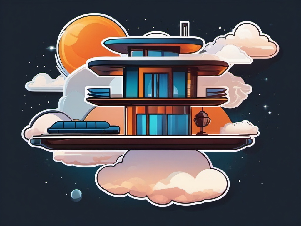 Floating Sky Villa Sticker - Experience luxury in the clouds with the futuristic and floating sky villa sticker, , sticker vector art, minimalist design